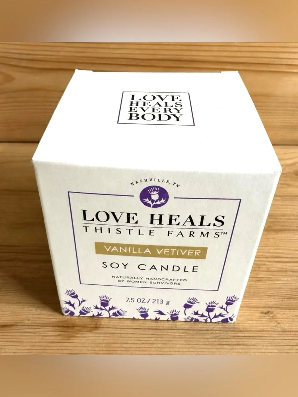Thistle Farms Love Heals Vanilla Vetiver Soy Candle 7.5 oz New Unburned